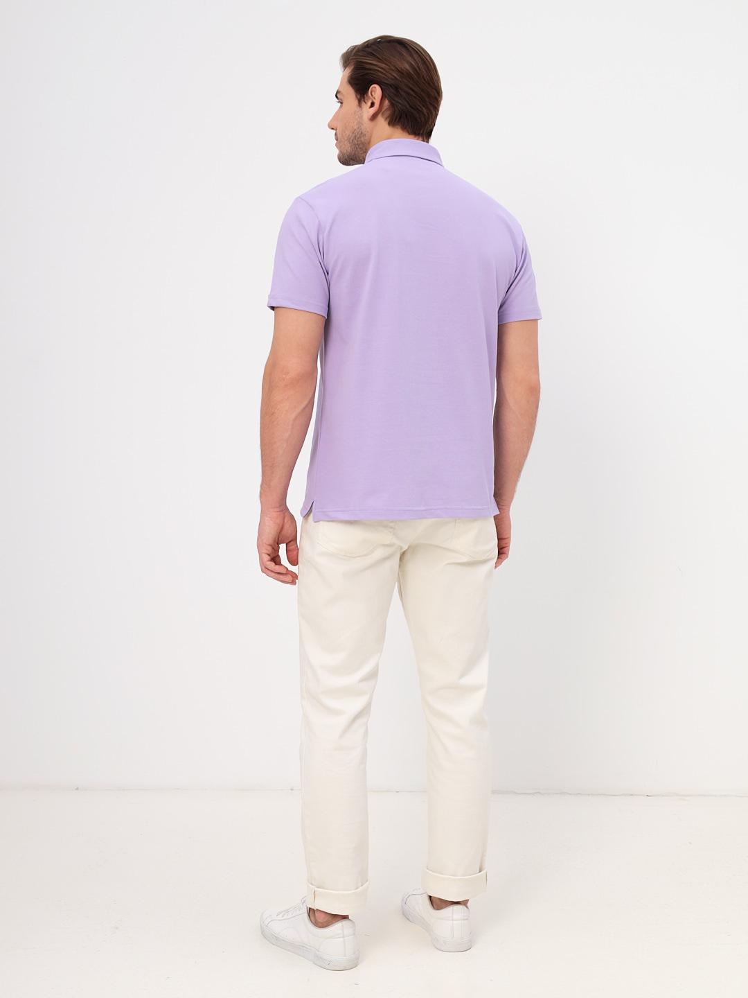 G144-PO1246T-CTP1051 (сиреневый) Джемпер мужской с воротником поло короткий рукав