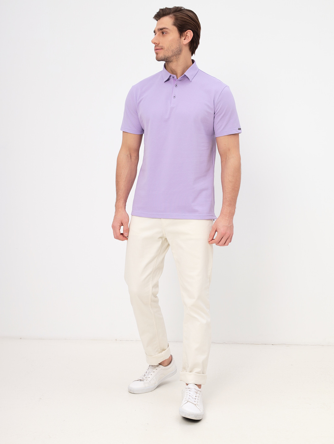 G144-PO1246T-CTP1051 (сиреневый) Джемпер мужской с воротником поло короткий рукав