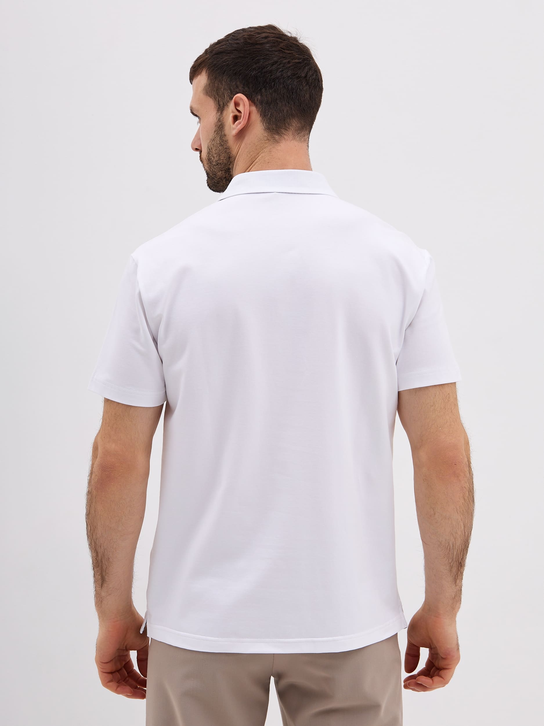 G144-KO1246T-SAS500-1 (белый) Джемпер мужской с воротником поло короткий рукав