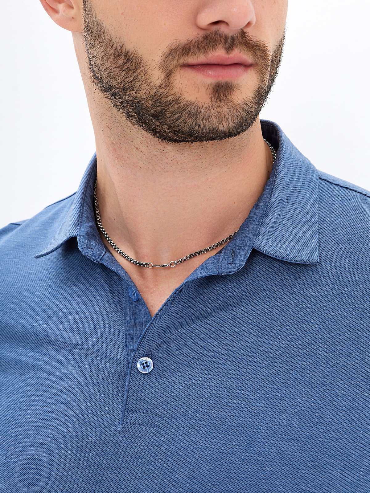 G155-TD1246-LT9322-1 (джинс) Джемпер мужской с воротником поло