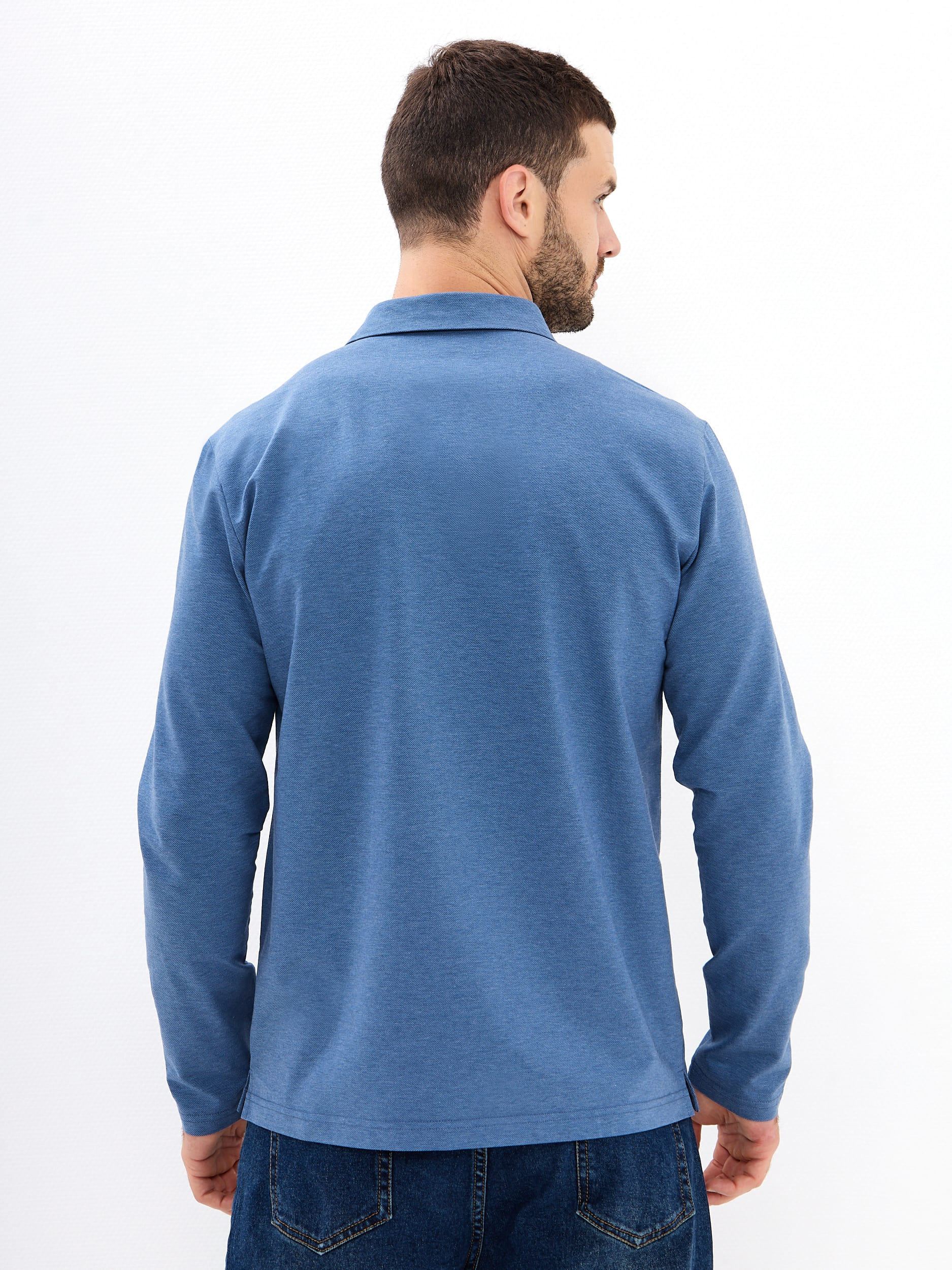 G155-TD1246-LT9322-1 (джинс) Джемпер мужской с воротником поло