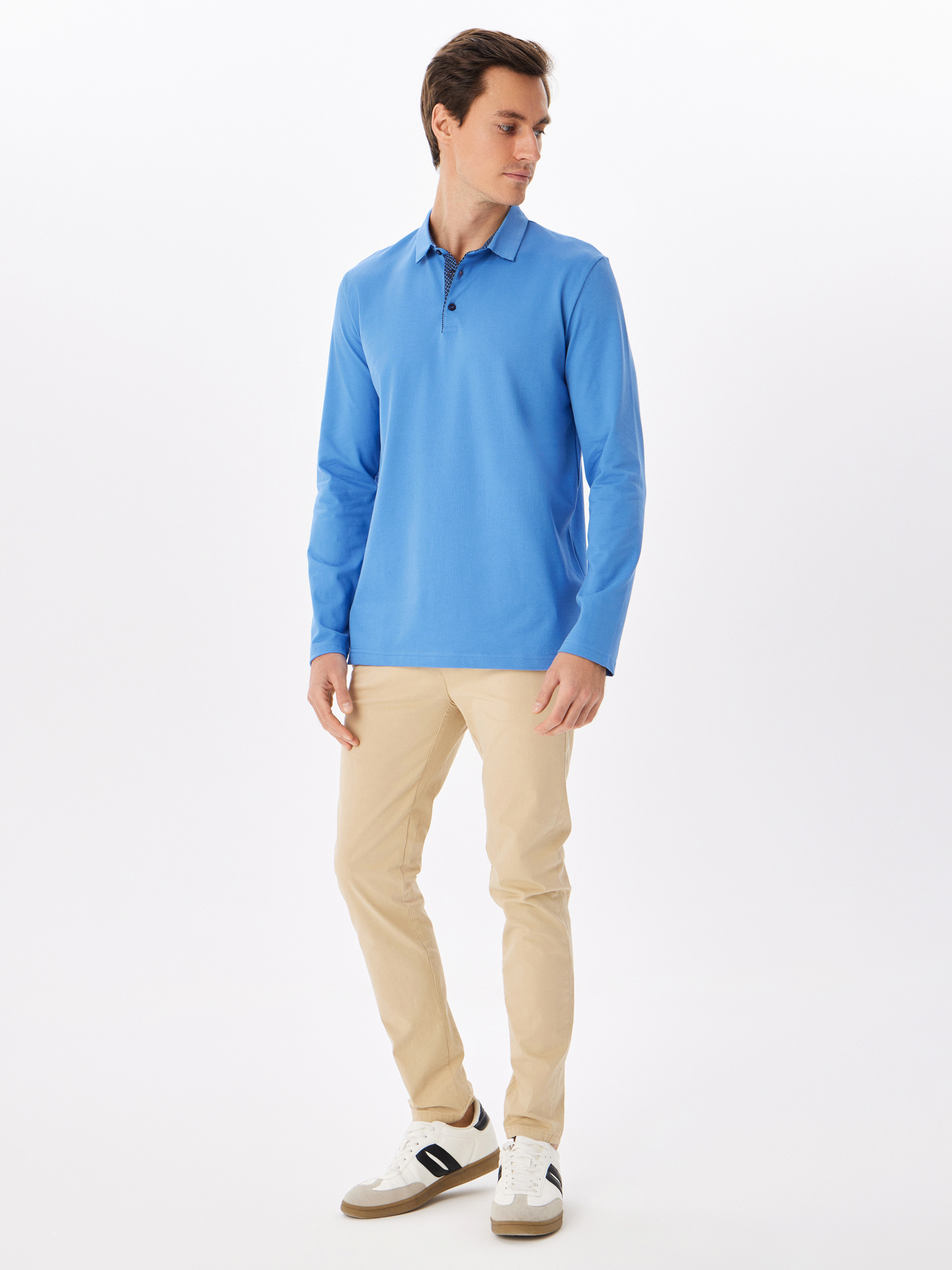 G155-PO1246-SA5047 (джинс) Джемпер мужской с воротником поло