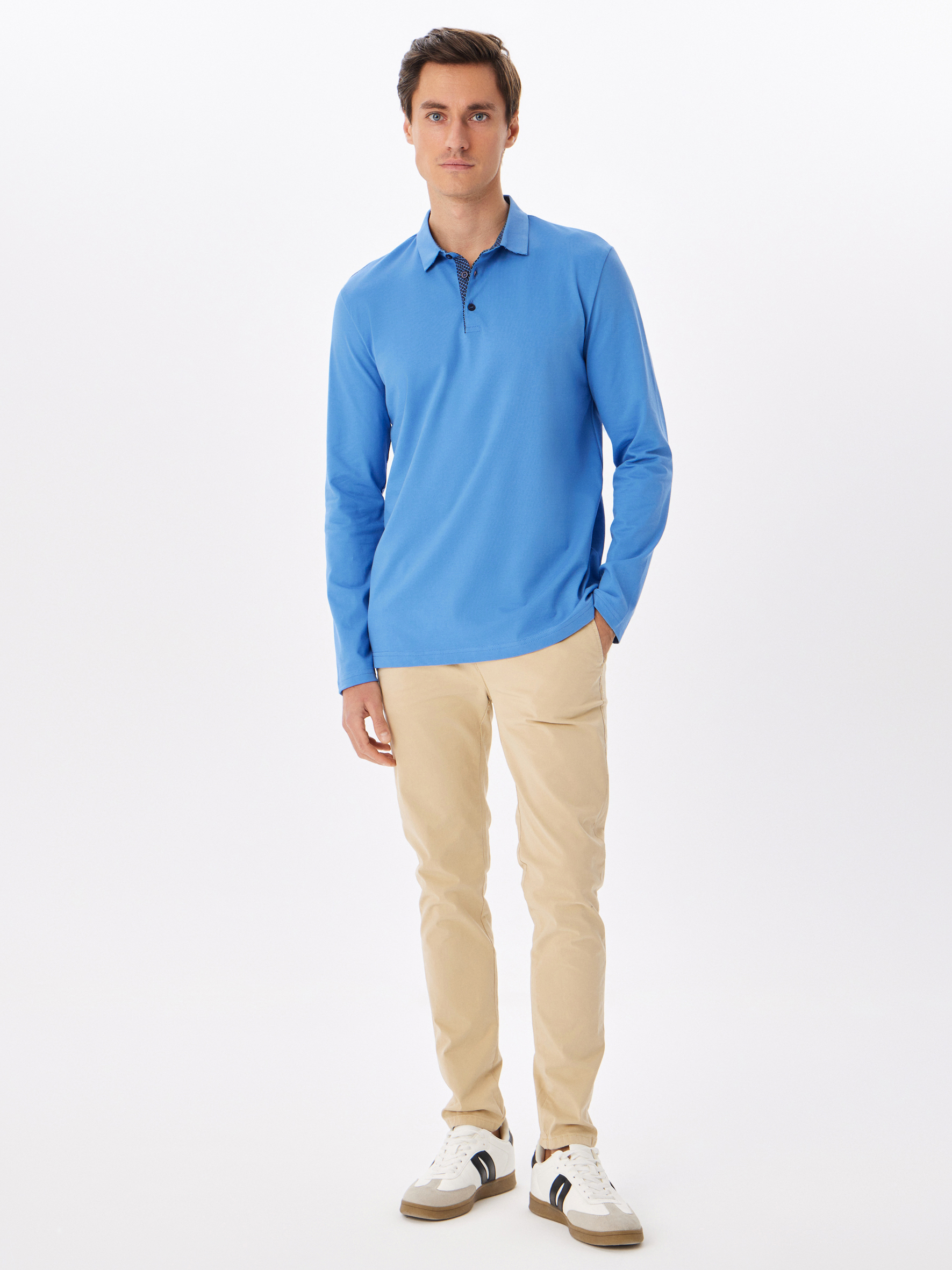 G155-PO1246-SA5047 (джинс) Джемпер мужской с воротником поло