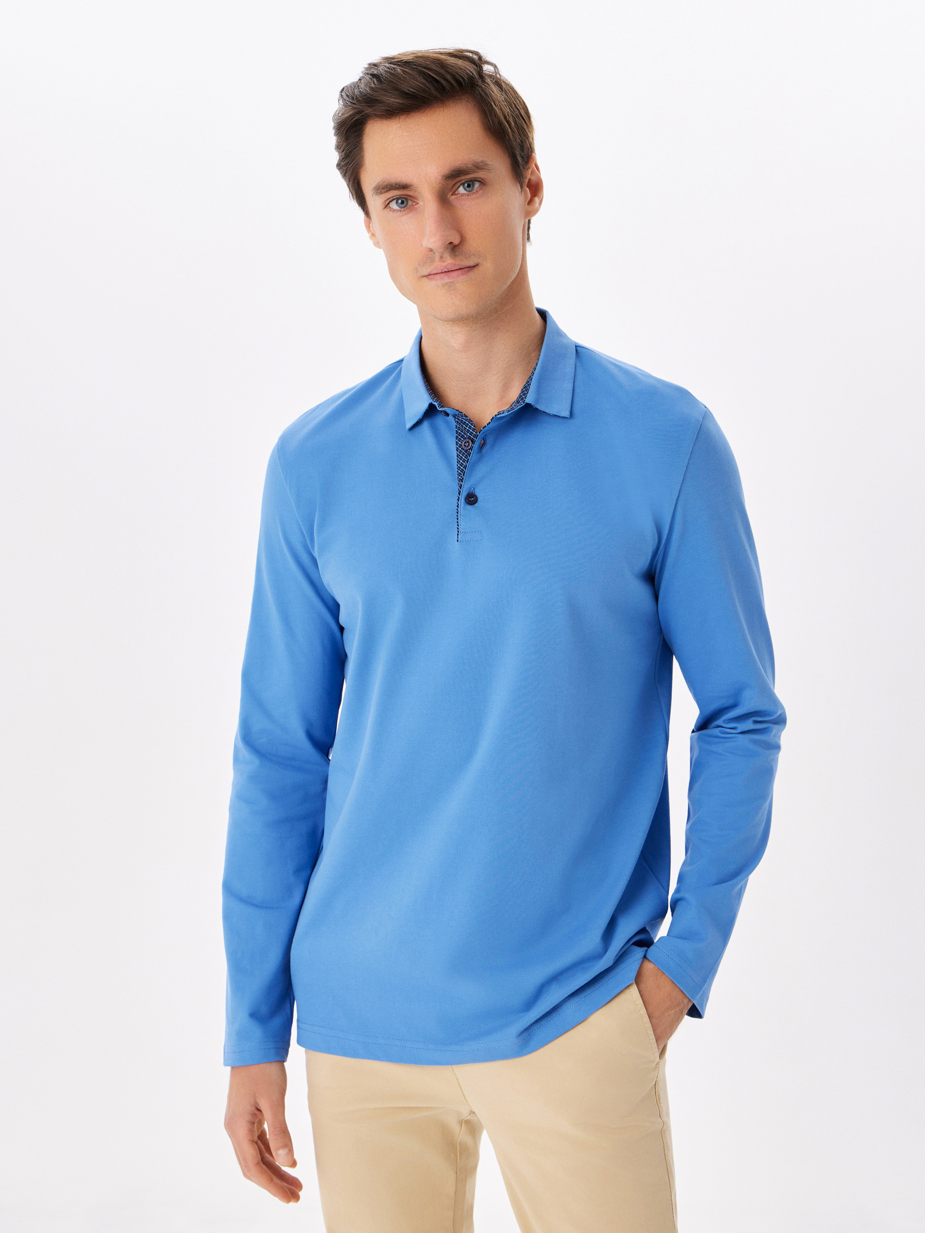 G155-PO1246-SA5047 (джинс) Джемпер мужской с воротником поло