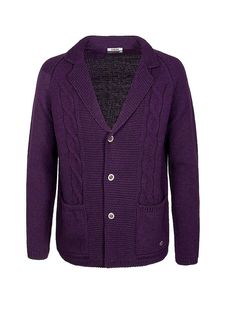 G136-07-косы D2 (т.фиолет.) Кардиган мужской
