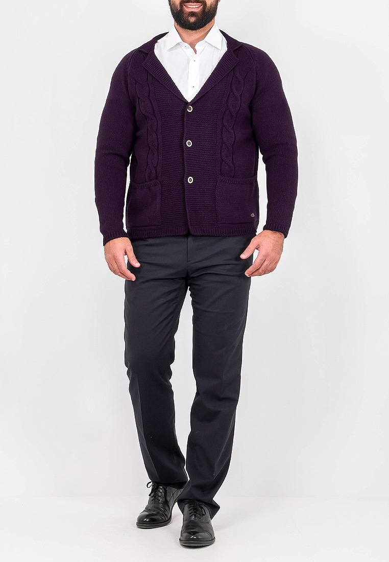 G136-07-косы D2 (т.фиолет.) Кардиган мужской