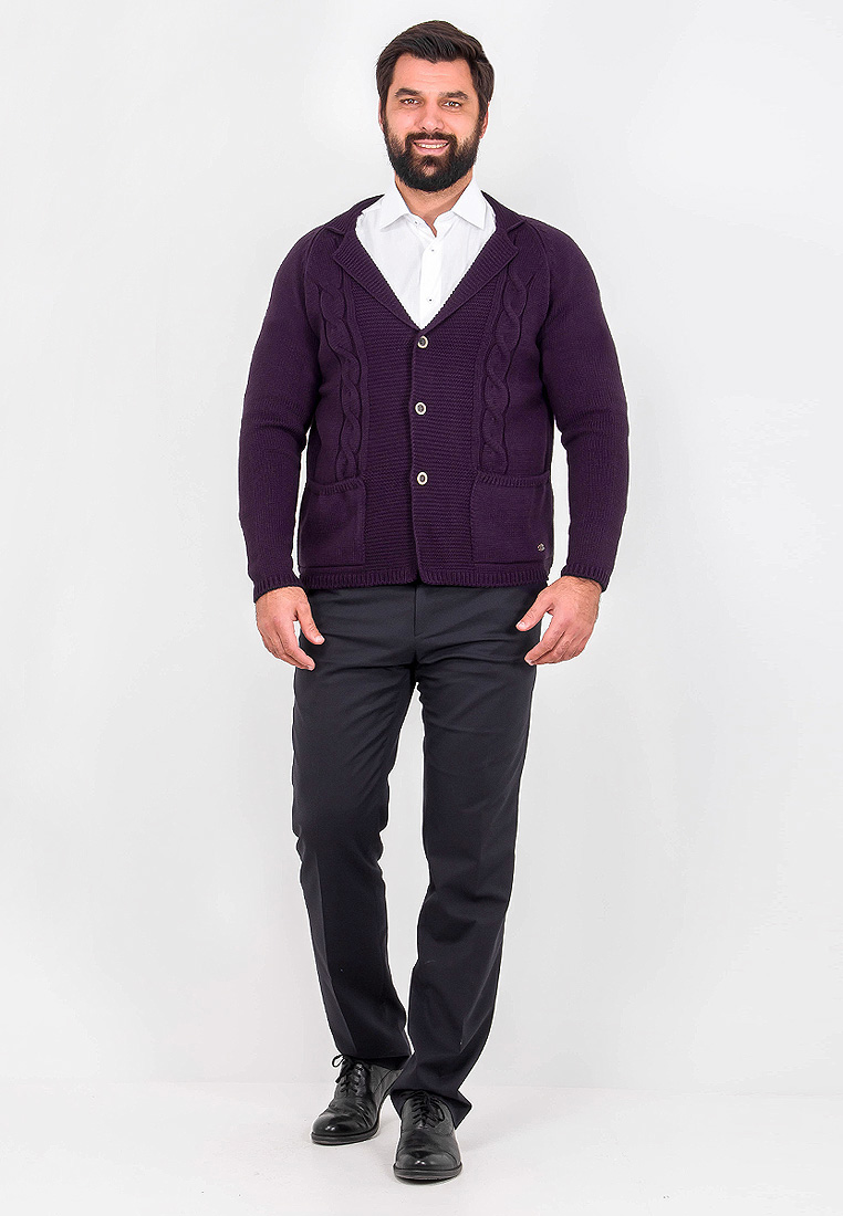 G136-07-косы D2 (т.фиолет.) Кардиган мужской