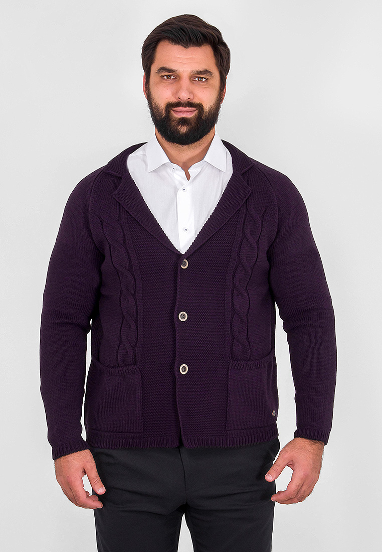 G136-07-косы D2 (т.фиолет.) Кардиган мужской
