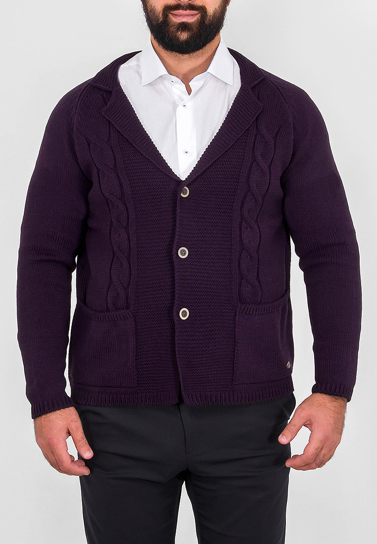 G136-07-косы D2 (т.фиолет.) Кардиган мужской