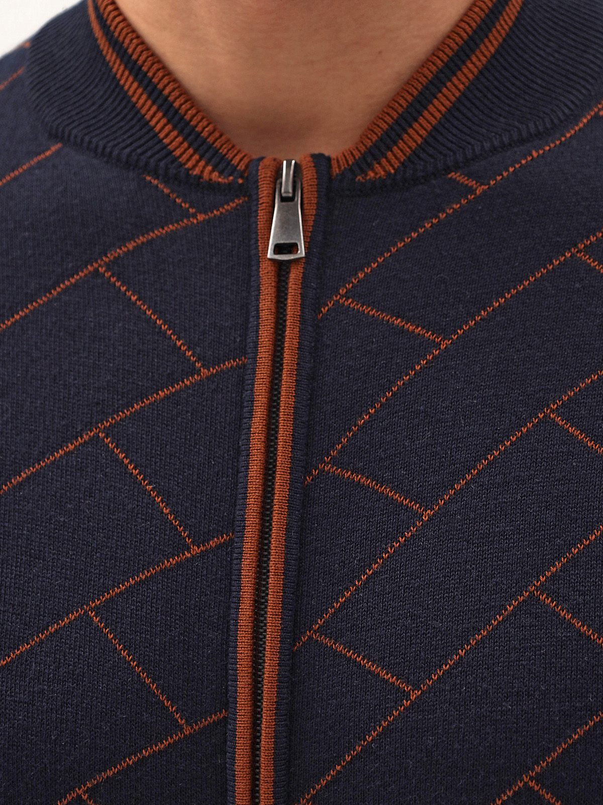 G140-63PC cтрит (т.синий/охра) Кардиган мужской