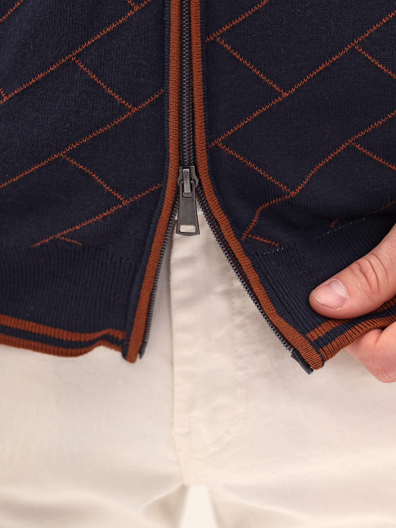 G140-63PC cтрит (т.синий/охра) Кардиган мужской