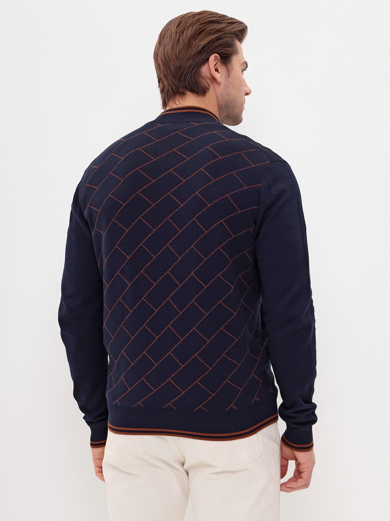 G140-63PC cтрит (т.синий/охра) Кардиган мужской