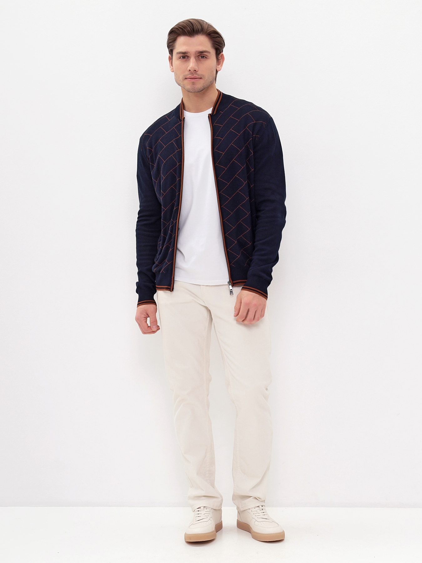 G140-63PC cтрит (т.синий/охра) Кардиган мужской