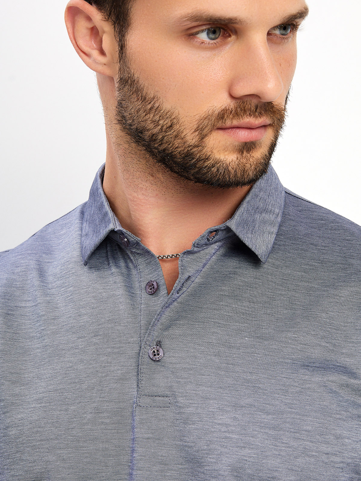 G155-PM4-LT1636 (сине-серый) Джемпер мужской с воротником поло