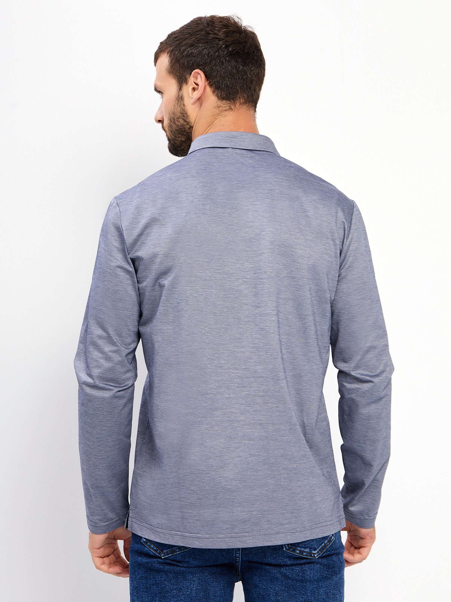 G155-PM4-LT1636 (сине-серый) Джемпер мужской с воротником поло