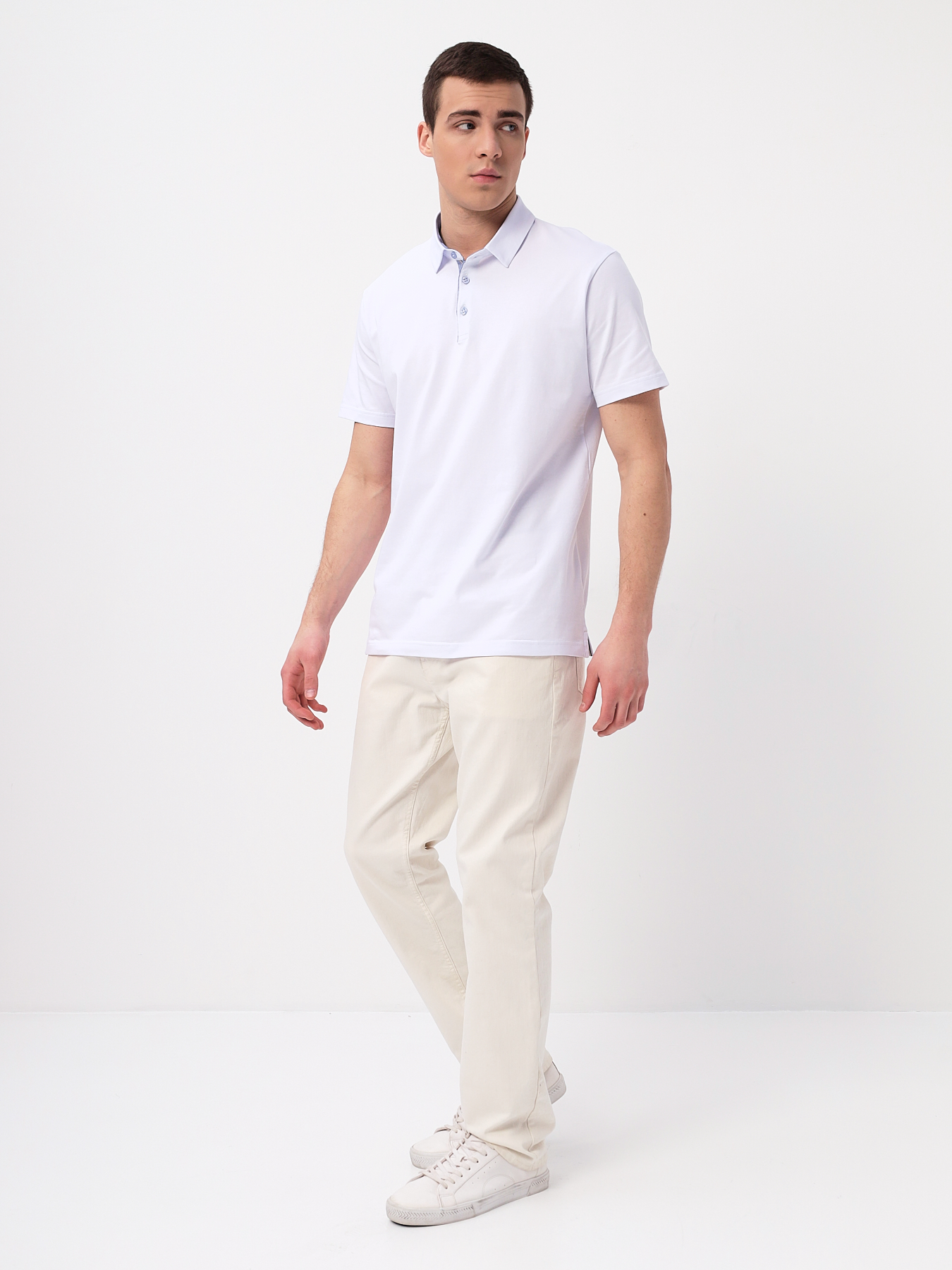 G144-KO124T-SA5000 (белый) Джемпер мужской с воротником поло короткий рукав