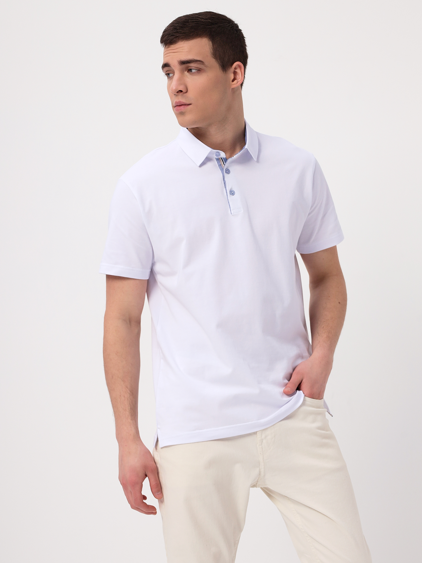 G144-KO124T-SA5000 (белый) Джемпер мужской с воротником поло короткий рукав