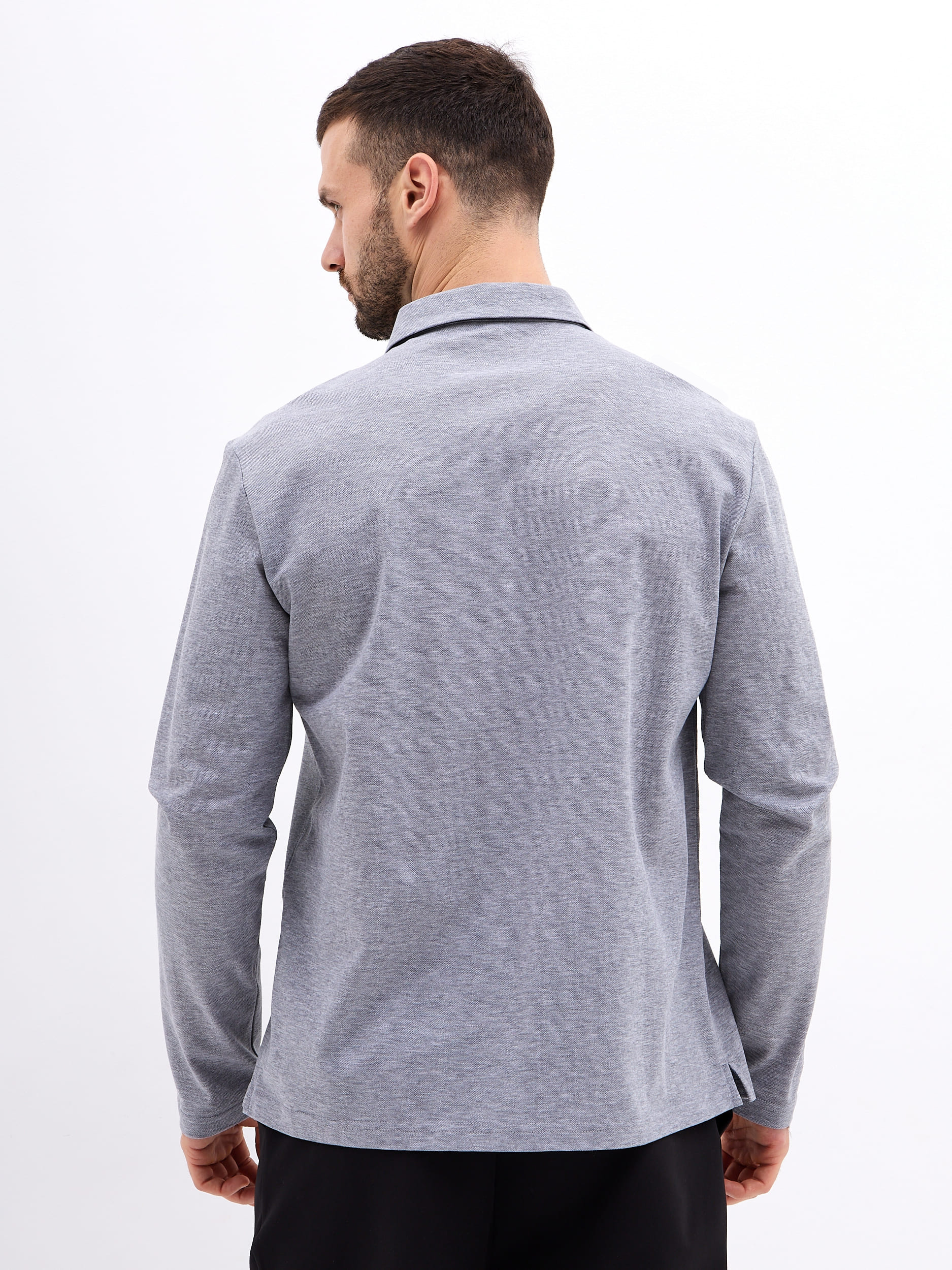 G155-PM1246-LT1393 (серый) Джемпер мужской с воротником поло