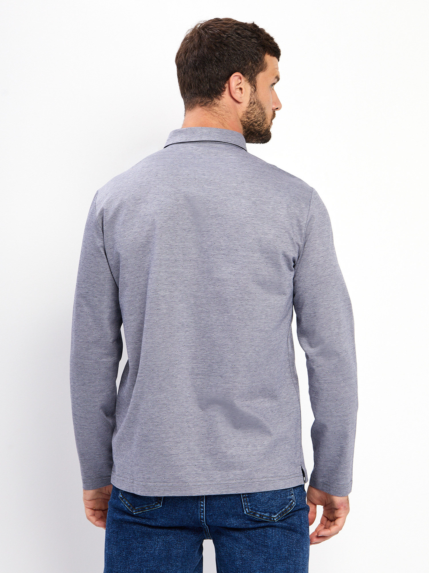 G155-PD4-LT0811 (серый) Джемпер мужской с воротником поло