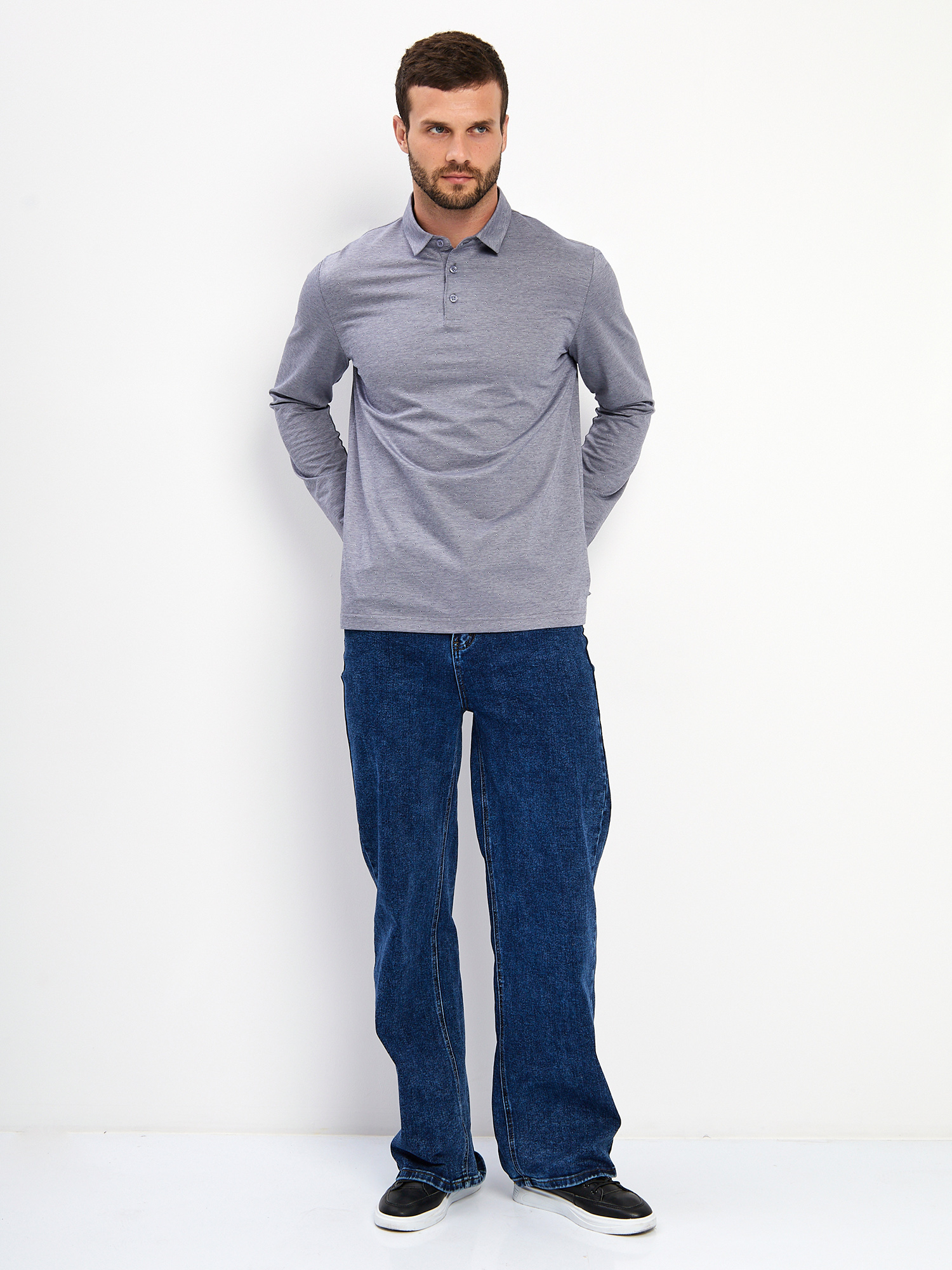 G155-PD4-LT0811 (серый) Джемпер мужской с воротником поло