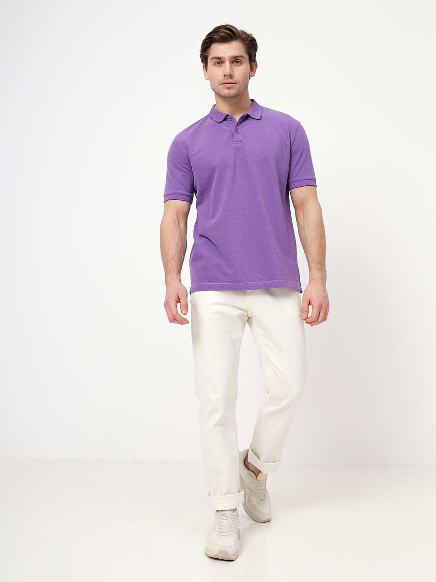 G144V-PH4-OZ7 (сиреневый)_V Джемпер мужской с воротником поло короткий рукав