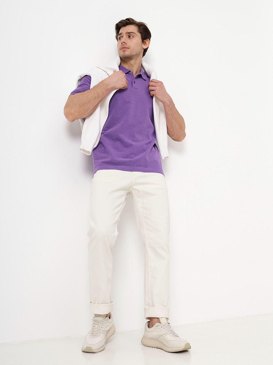 G144V-PH4-OZ7 (сиреневый)_V Джемпер мужской с воротником поло короткий рукав