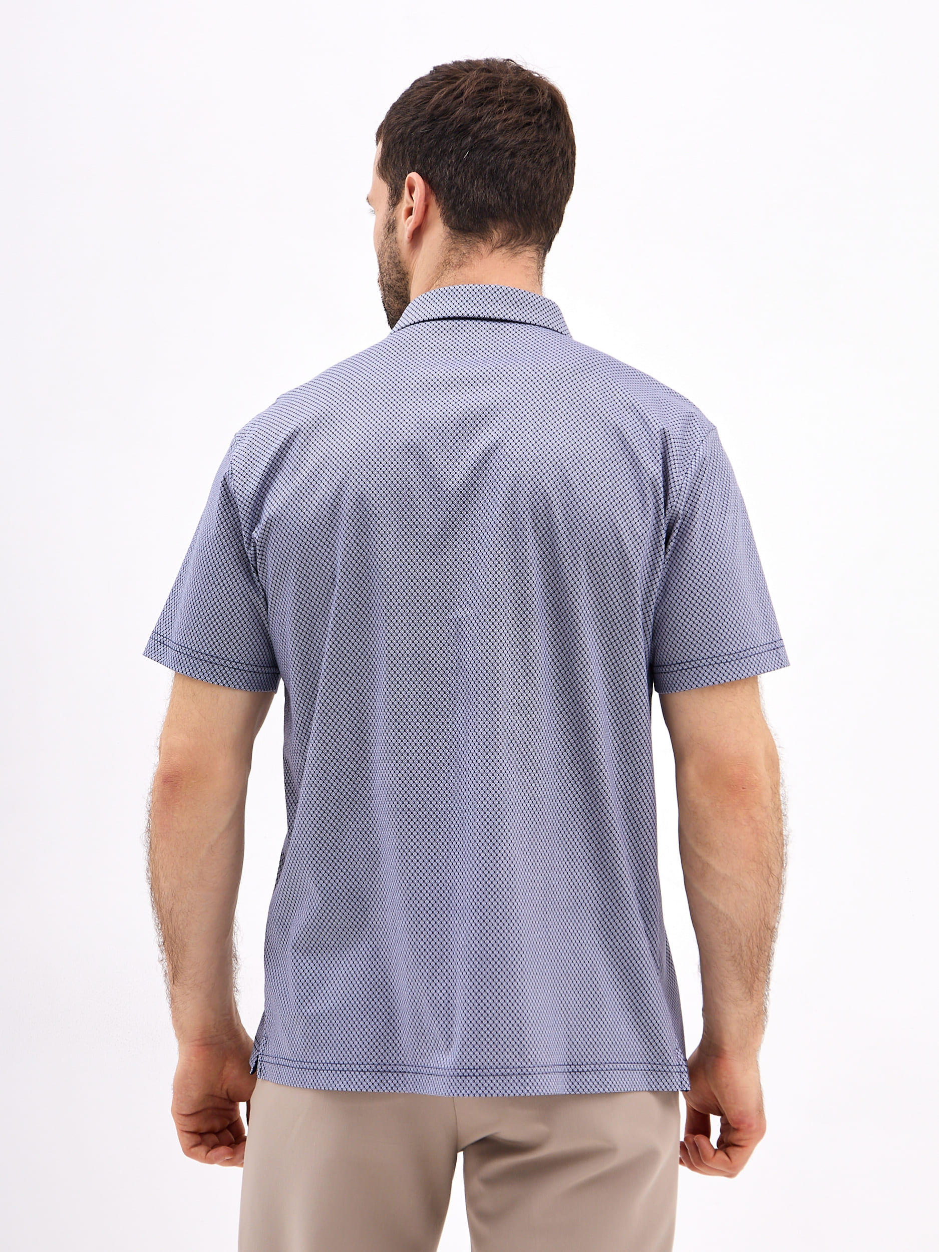 G144-TD1246T-LT4618 (синий) Джемпер мужской с воротником поло короткий рукав