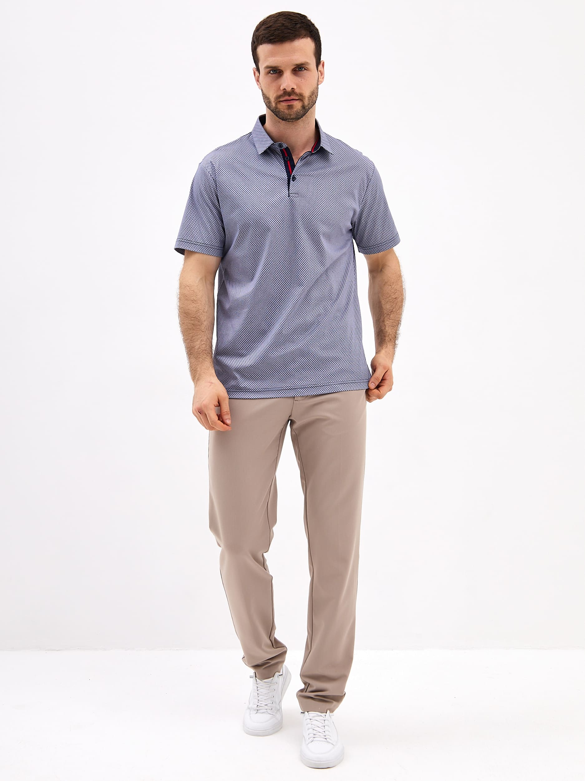 G144-TD1246T-LT4618 (синий) Джемпер мужской с воротником поло короткий рукав