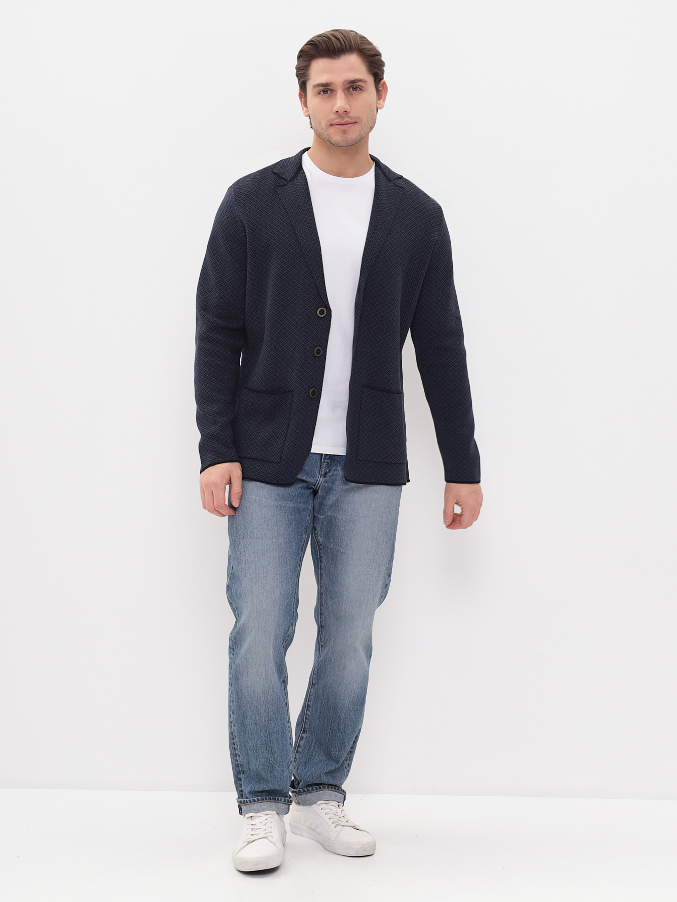 G136-KF-слэш (синий 530/060) Кардиган мужской