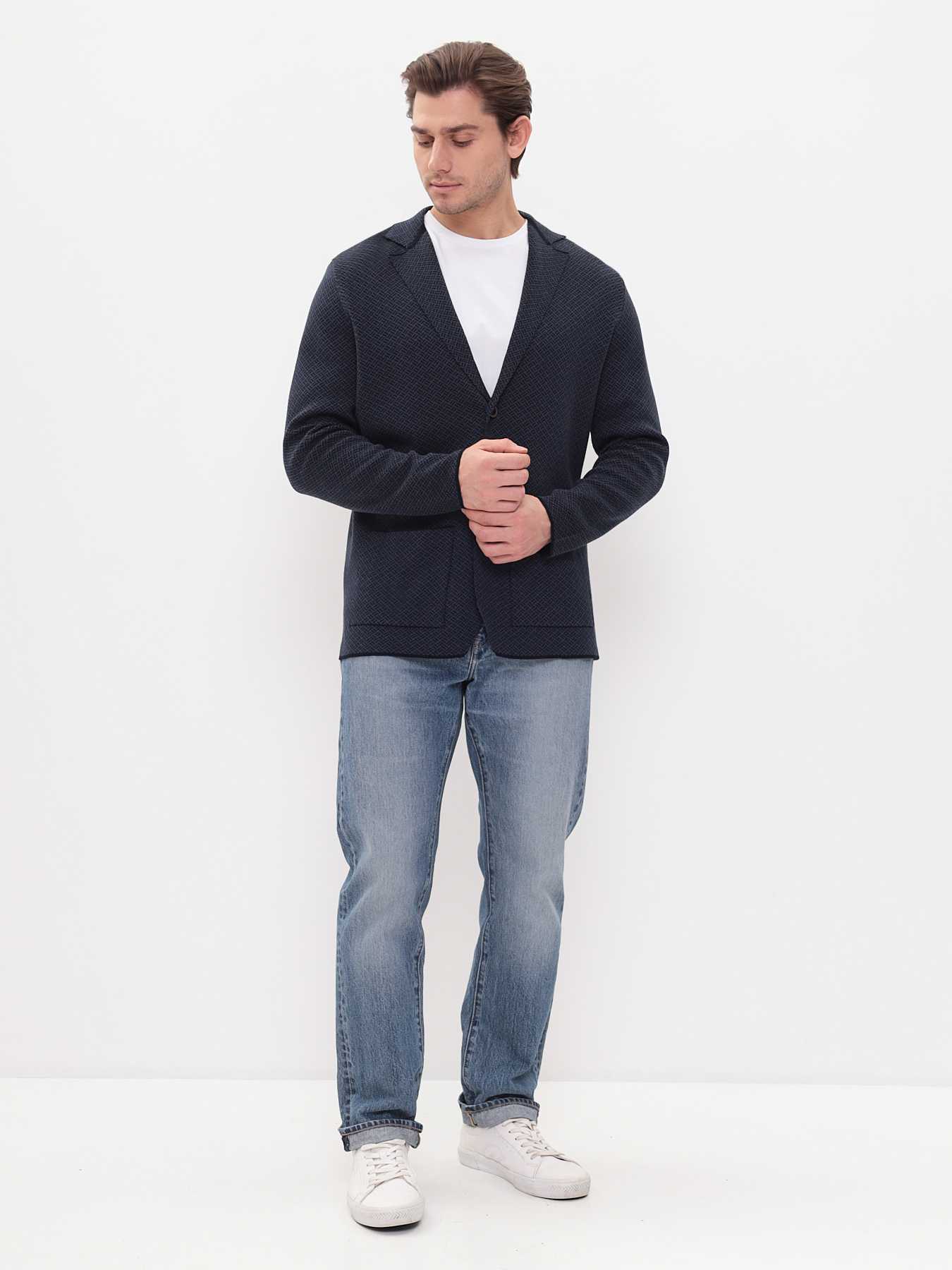 G136-KF-слэш (синий 530/060) Кардиган мужской