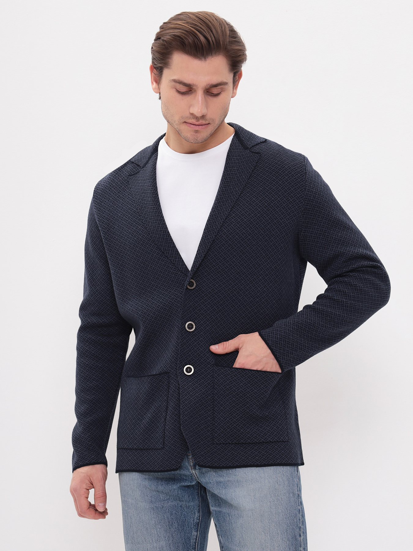 G136-KF-слэш (синий 530/060) Кардиган мужской