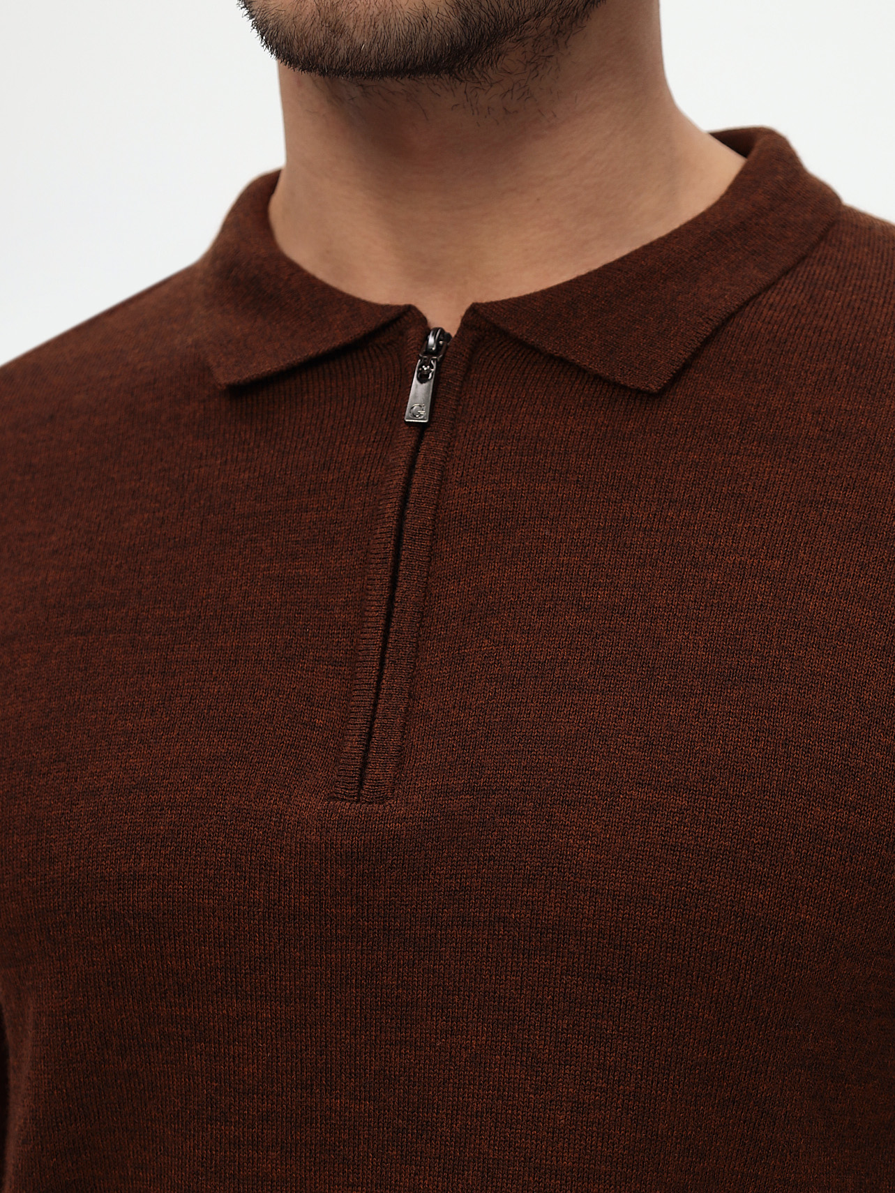 G129-CT 190215 (терракот) Джемпер мужской с воротником поло