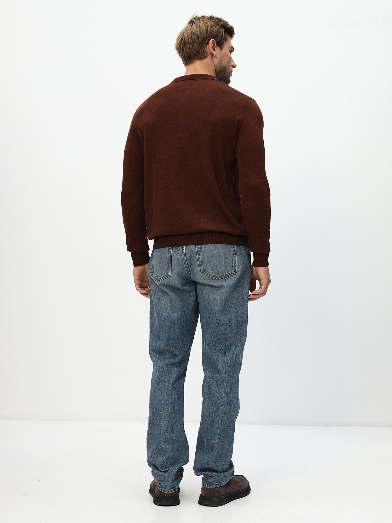 G129-CT 190215 (терракот) Джемпер мужской с воротником поло