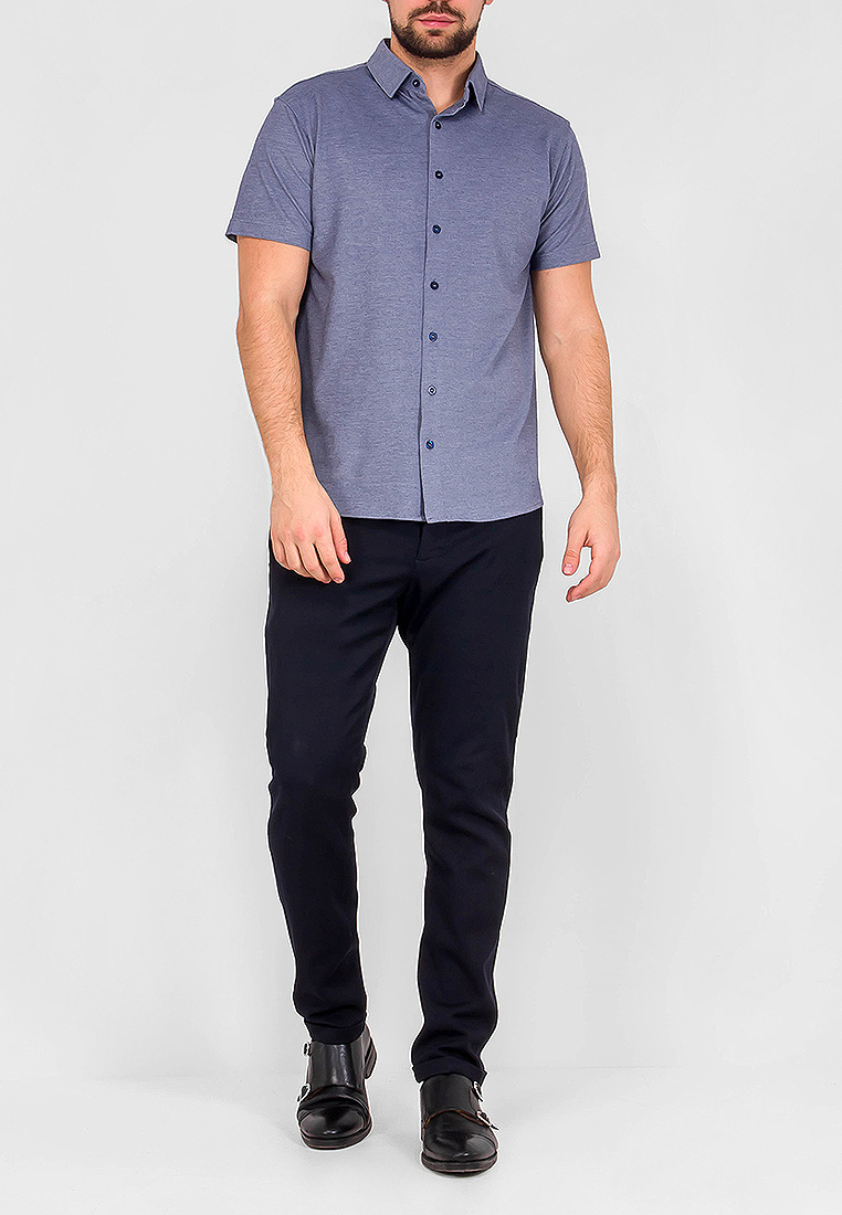 G143-RH03-2 (синий) Батник мужской трикотажный короткий рукав