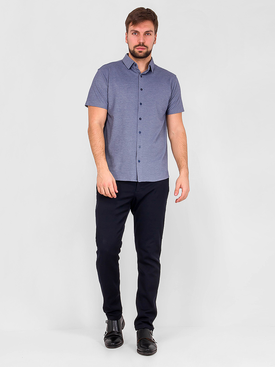 G143-RH03-2 (синий) Батник мужской трикотажный короткий рукав