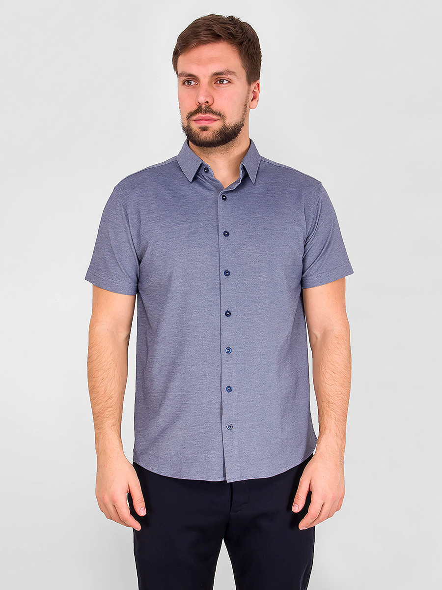 G143-RH03-2 (синий) Батник мужской трикотажный короткий рукав