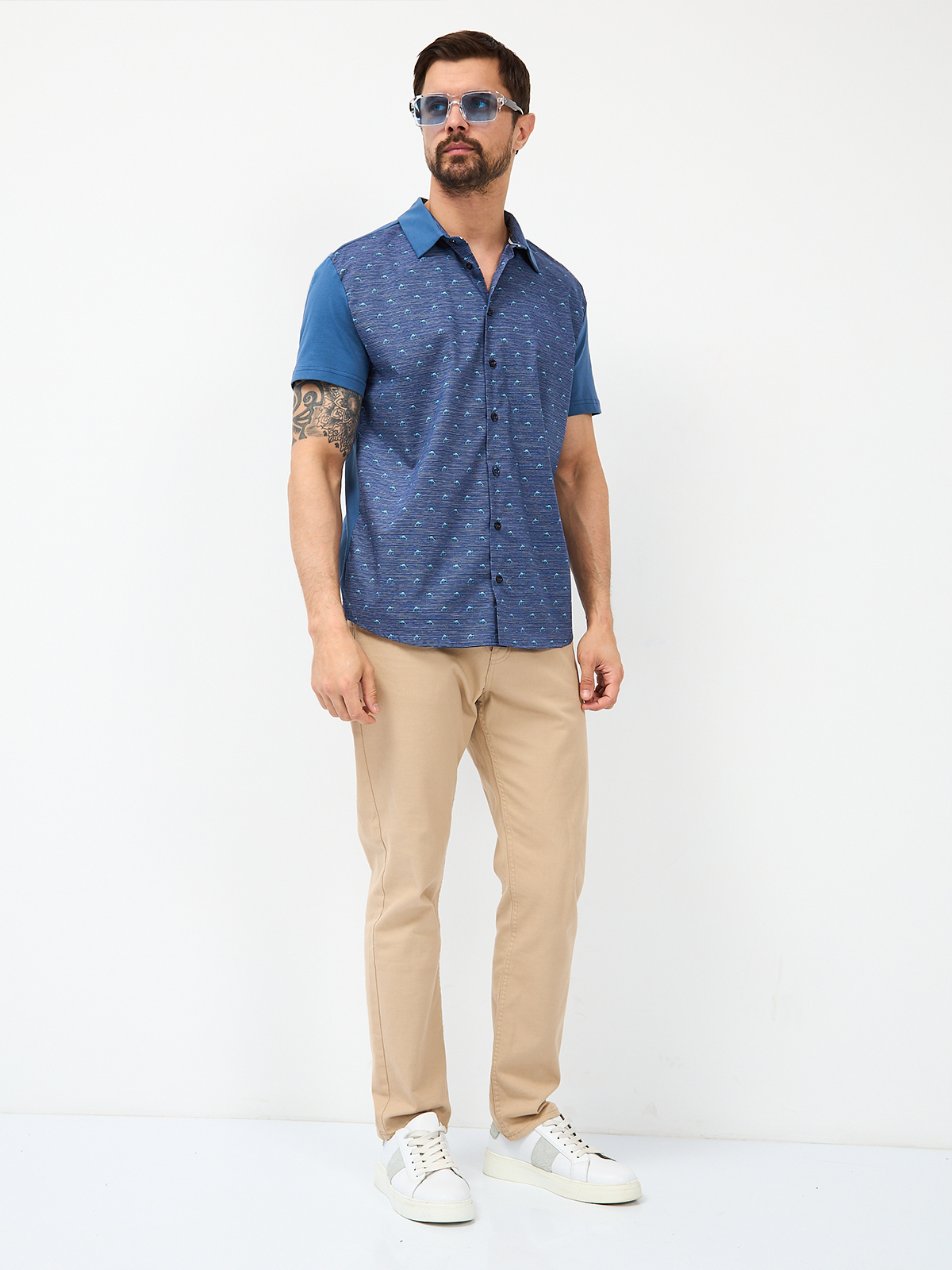 G143-KD1467T-LG2832 (т.джинс) Рубашка трикотажная мужская короткий рукав