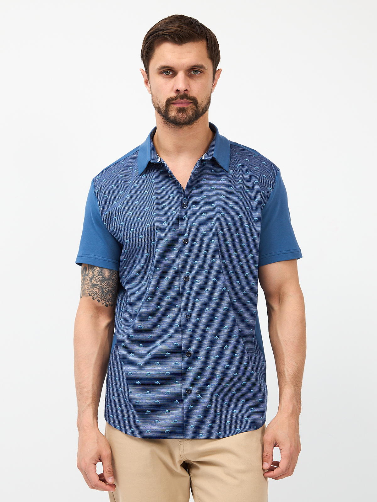 G143-KD1467T-LG2832 (т.джинс) Рубашка трикотажная мужская короткий рукав