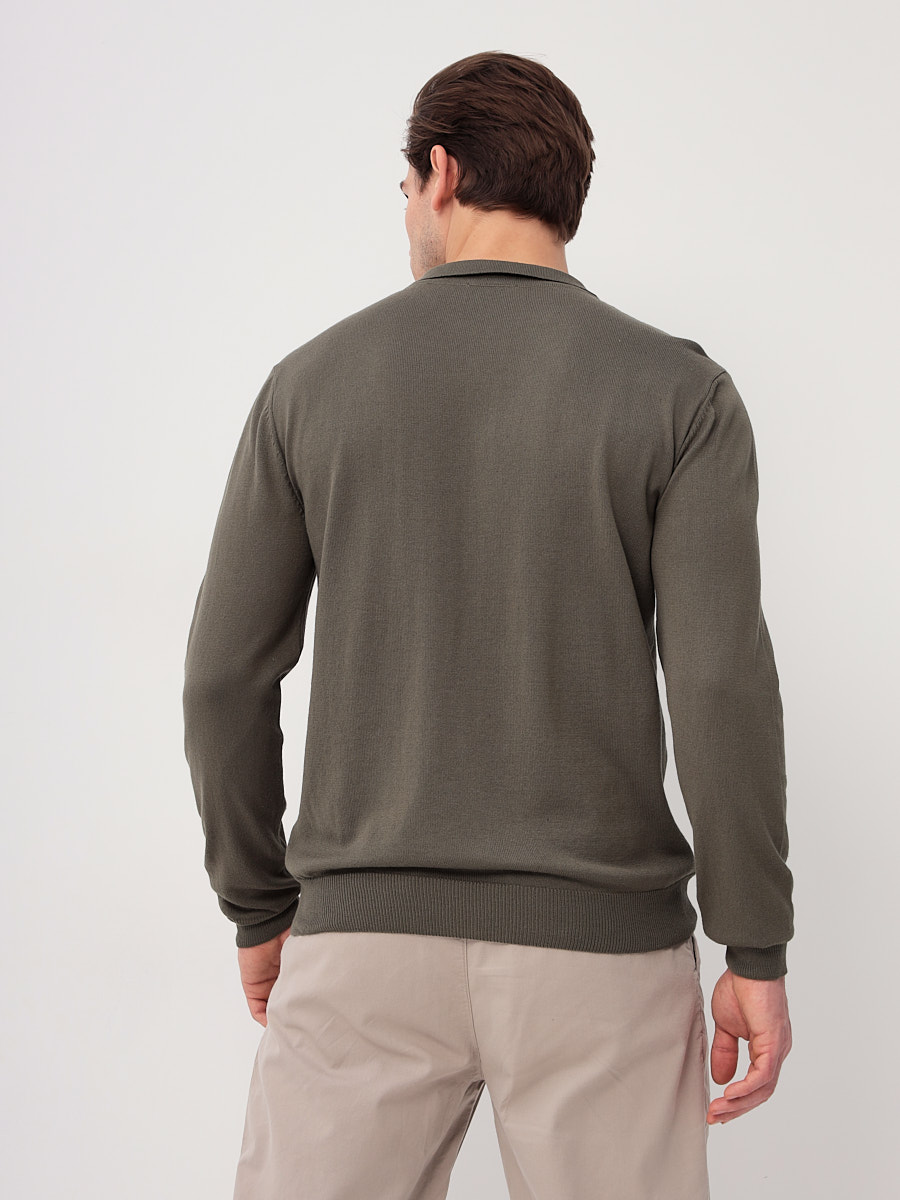 G128-AC435 (хаки) Джемпер мужской с воротником поло