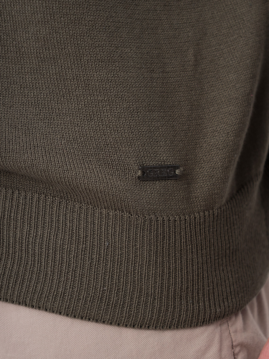 G128-AC435 (хаки) Джемпер мужской с воротником поло