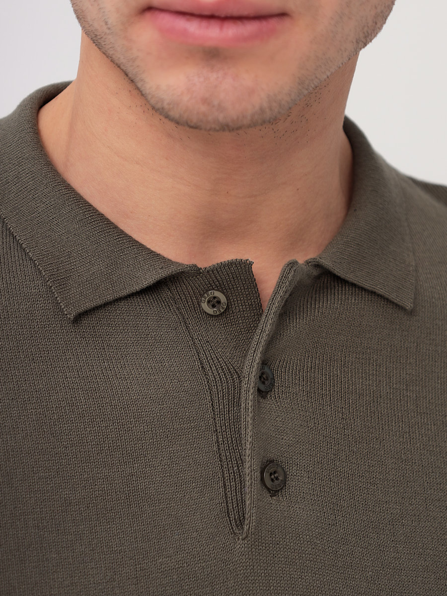 G128-AC435 (хаки) Джемпер мужской с воротником поло