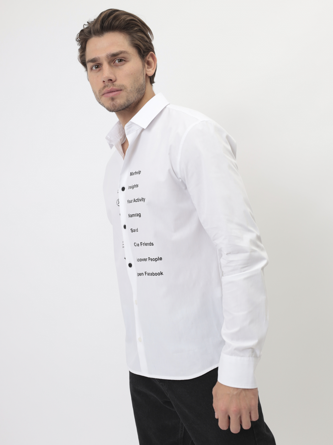 100/139/WH/ZN/print Сорочка мужская длинный рукав