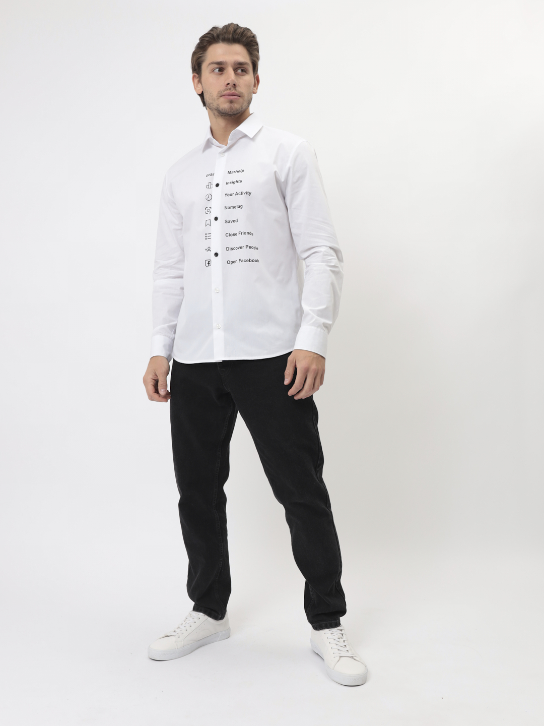 100/139/WH/ZN/print Сорочка мужская длинный рукав