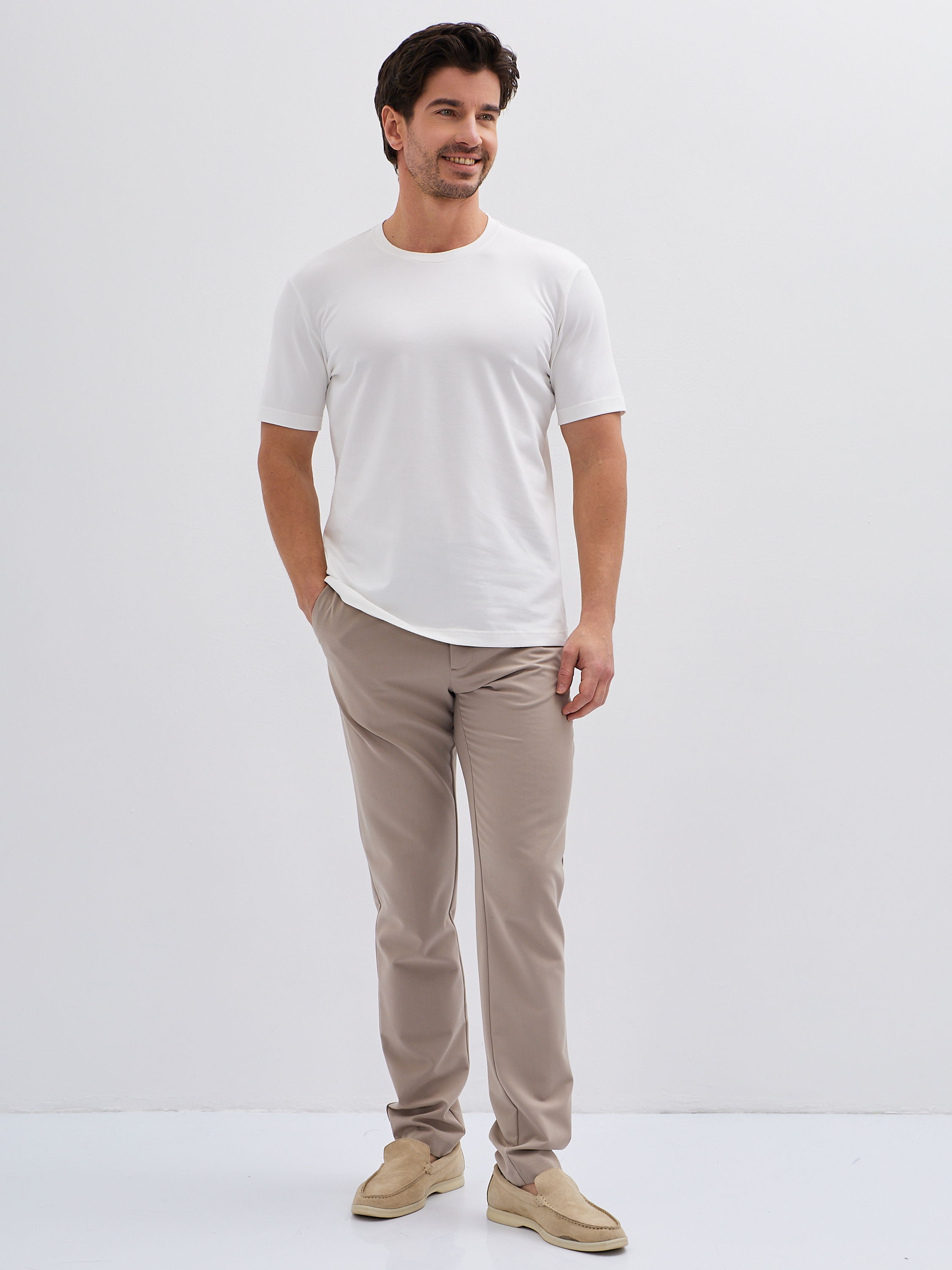 G145-KO-HJ-10001-N (экрю) Футболка мужская короткий рукав