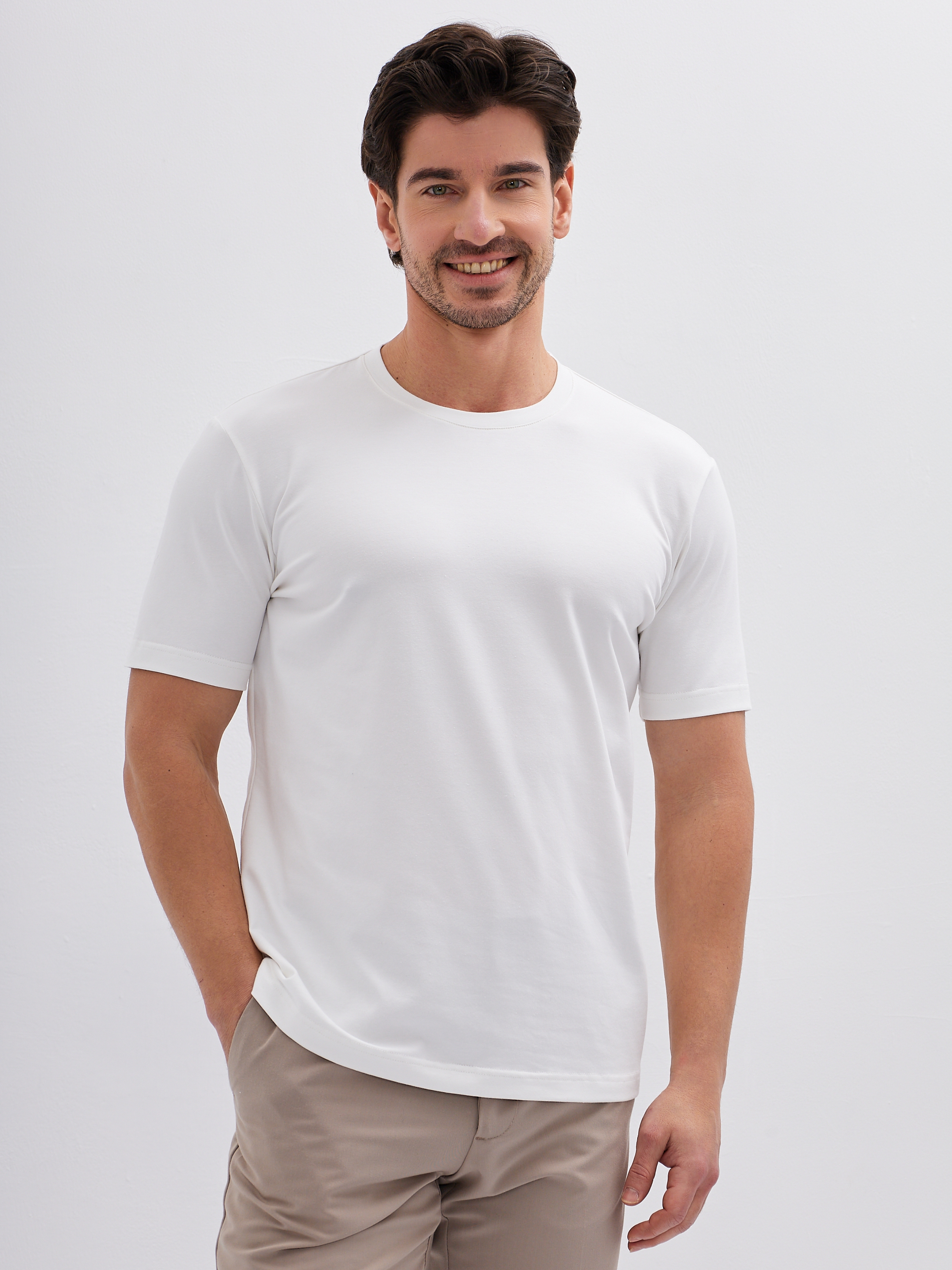 G145-KO-HJ-10001-N (экрю) Футболка мужская короткий рукав