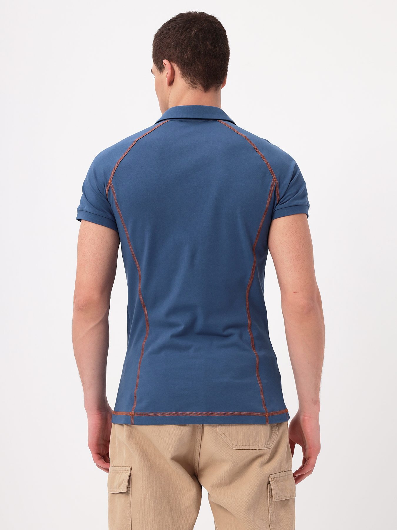 G152RZR-KO-SA5121-STR (т.джинс) Джемпер мужской с воротником поло короткий рукав