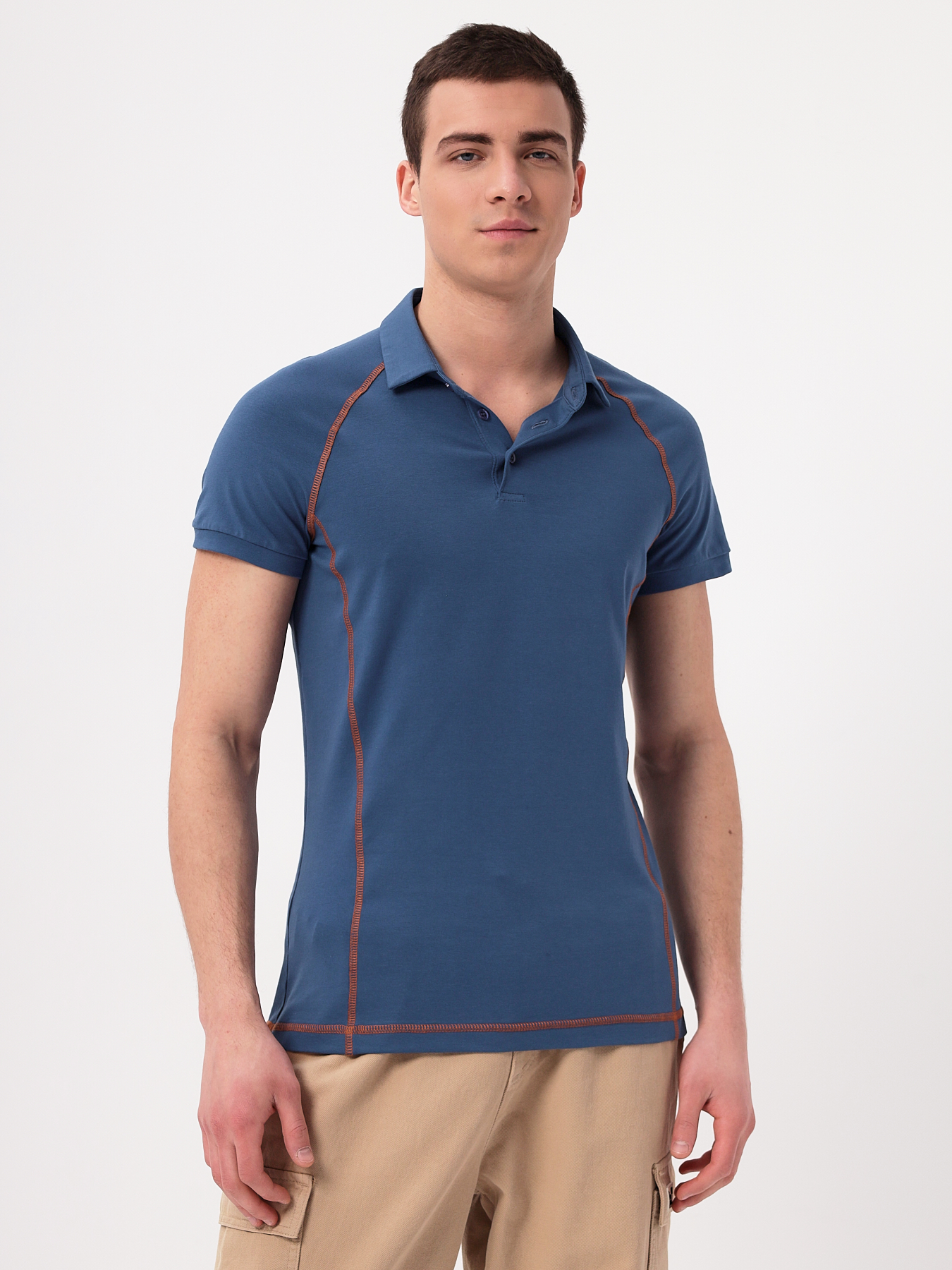G152RZR-KO-SA5121-STR (т.джинс) Джемпер мужской с воротником поло короткий рукав