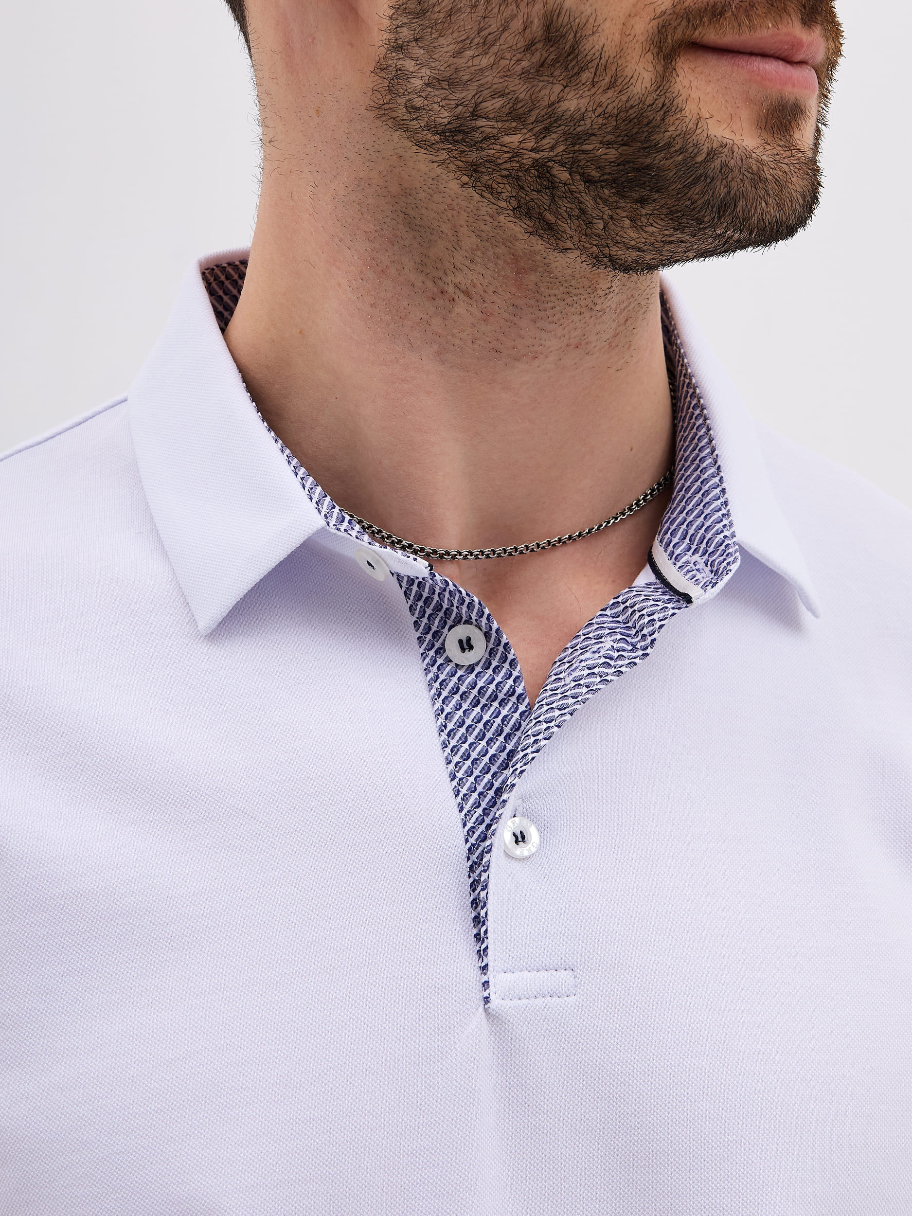 G144-PO1246T-SA5000-2 (белый) Джемпер мужской с воротником поло короткий рукав