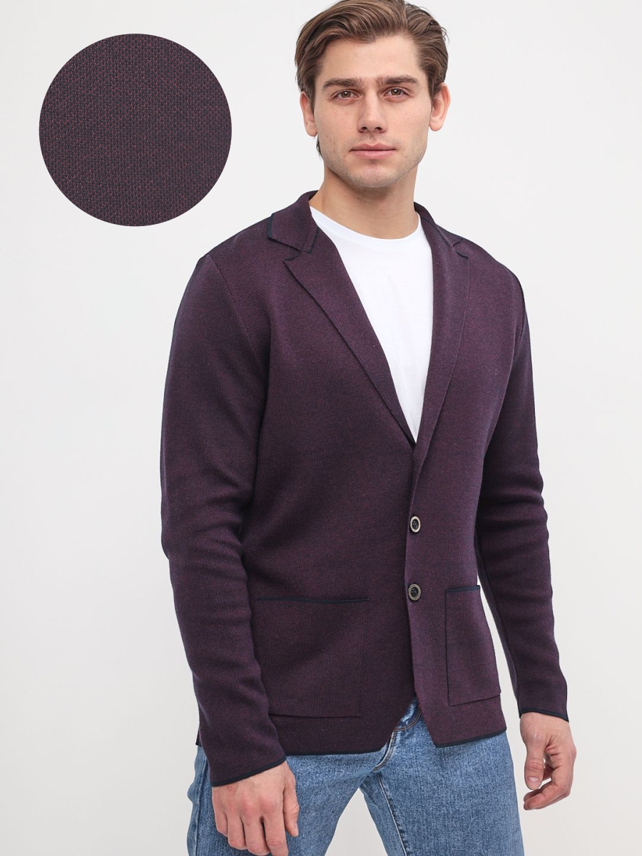 G136-KF-жаккард (бордо470) Кардиган мужской