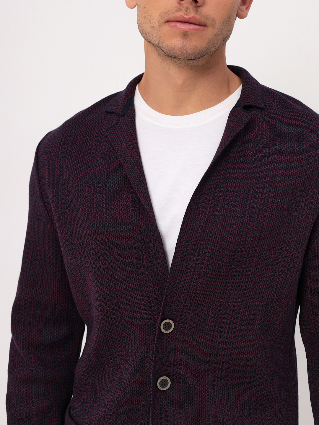 G136-KF-клетка (бордо470/345) Кардиган мужской